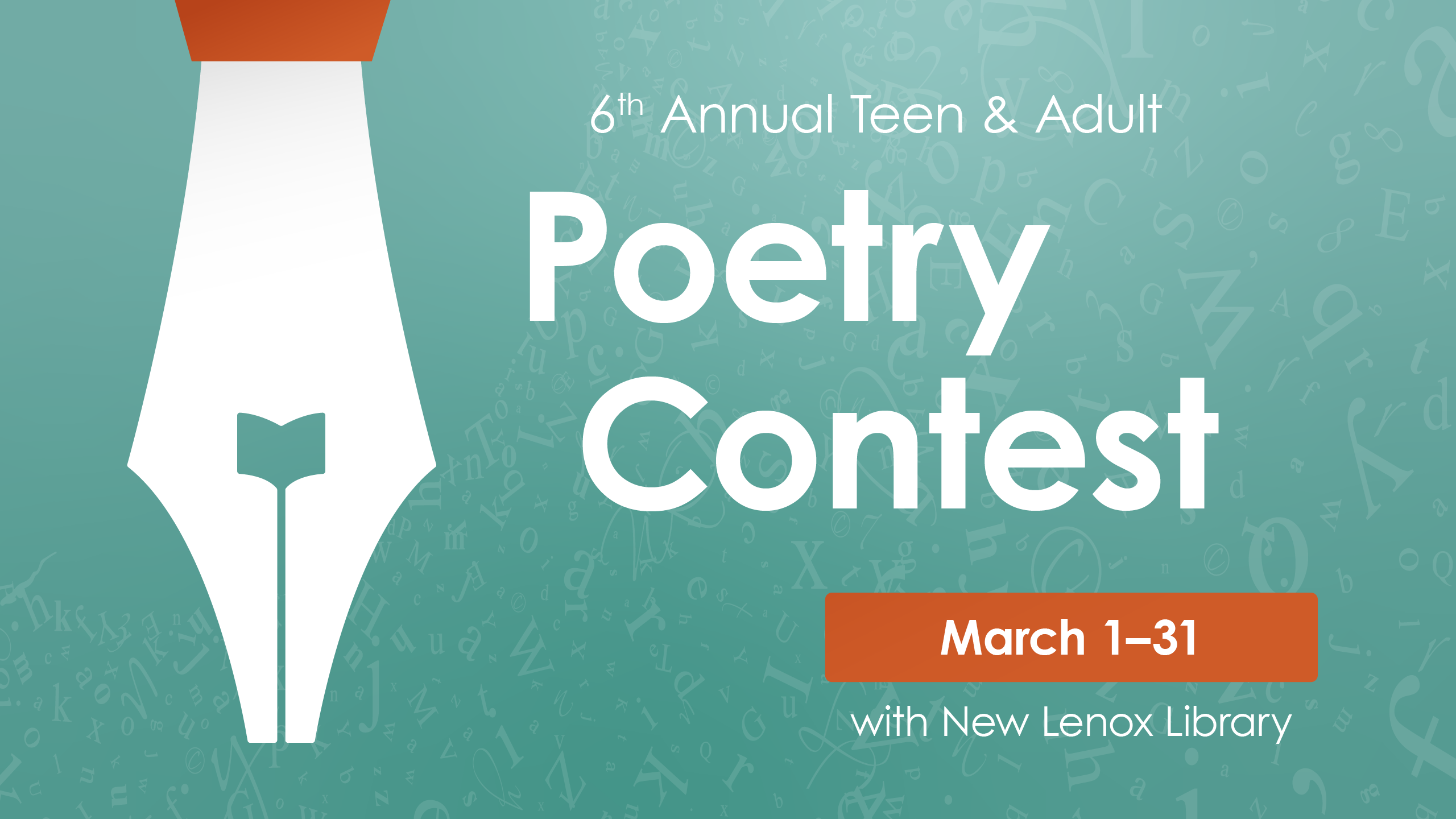 6th Annual Adult & Teen Poetry Contest New Lenox Public Library