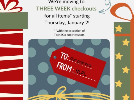 Happy holidays, we are getting three week checkouts on most materials. 